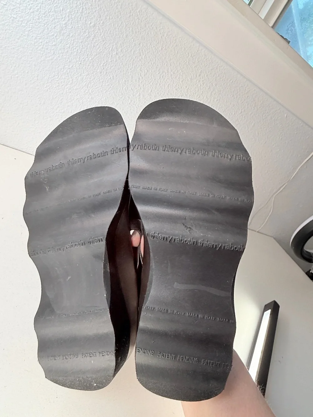 Thierry Rabotin Metallic Pewter Platform Comfort Sandals EU 38 womens size 8